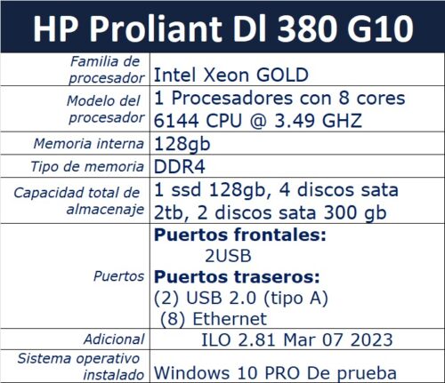 Servidor Hp Proliant Dl 380 G10 - 8tb de Alamcenamiento Y 128gb En RAM - Image 8